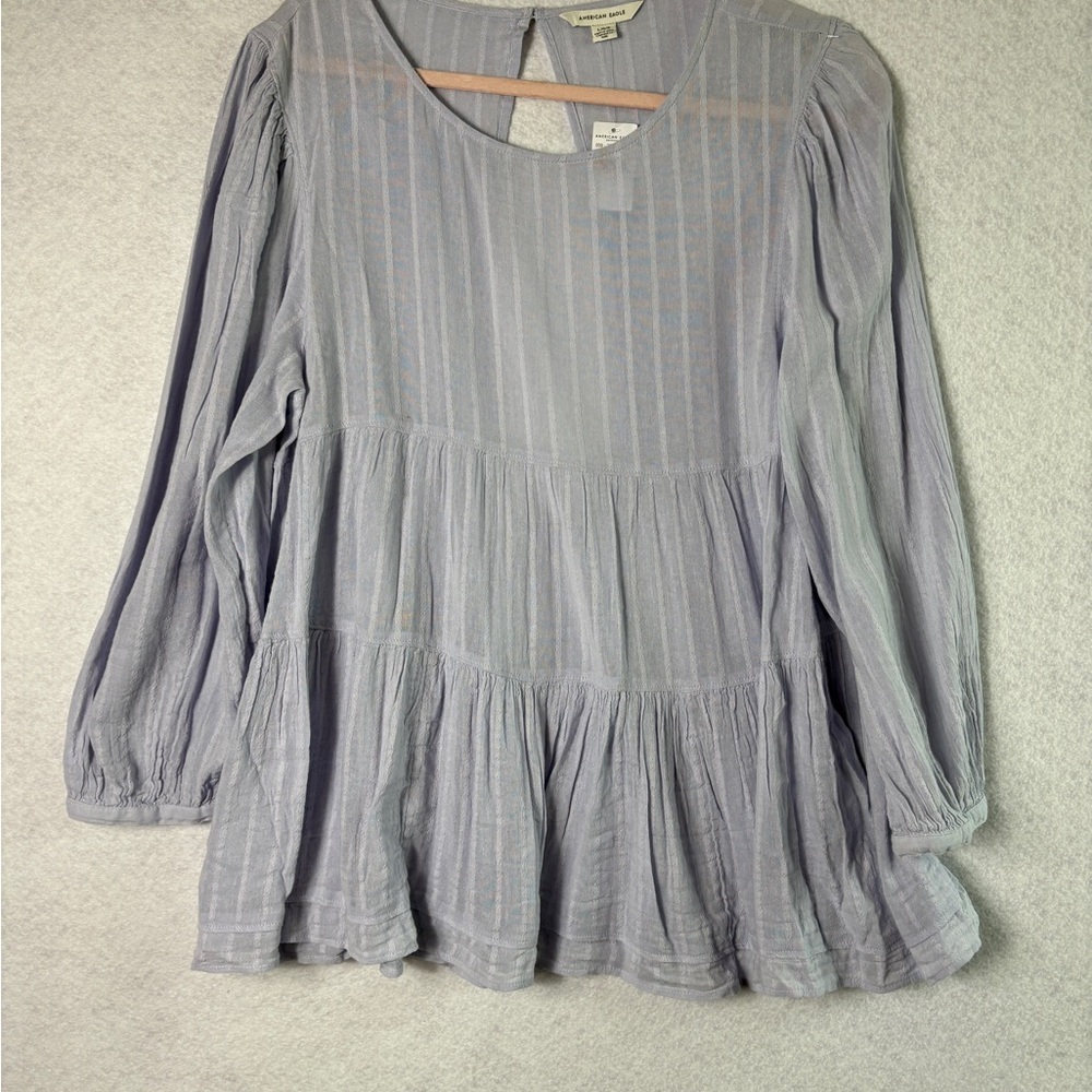 American Eagle Outfitters Lavender Tiered Long Sleeve Tunic